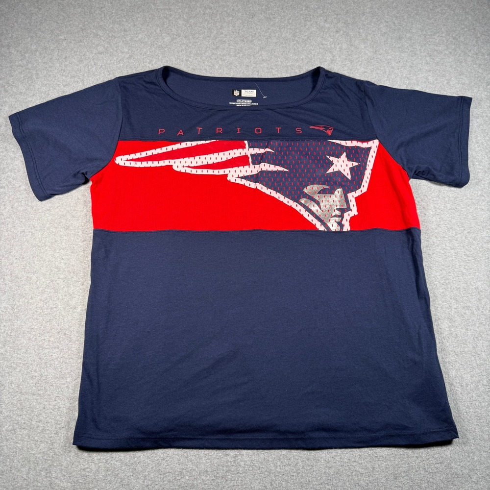 NFL Team Apparel New England Patriots Womens XXL T-Shirt Navy Red 052KUK01